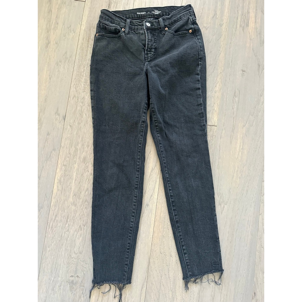 Old Navy High Rise Straight Leg Jeans Black Women's Size 0
